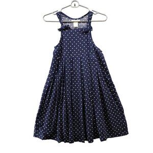 K.C. Parker Girls Size 7 Pinafore Dress Blue Polka Dot Pleated A-Line Rayon